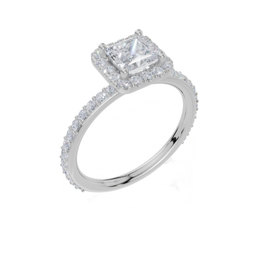 18ct White Gold Princess Cut 1.23 Carat tw of Lab-Grown Diamond Ring