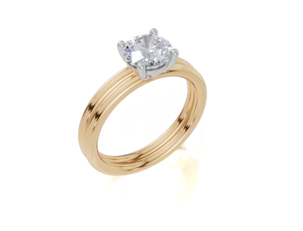 18ct Yellow Gold Round Cut 1.00 Carat of  Diamond Ring and 18ct Yellow Gold  Band