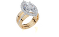 18ct Yellow Gold Marquise Cut 4.82 Carat tw of  Diamond Ring and 18ct Yellow Gold 0.32 Carat tw of   Diamond Band