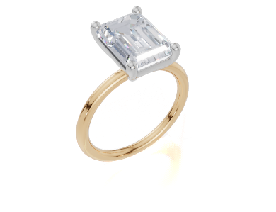 18ct Yellow Gold Emerald Cut 4.00 Carat of Lab-Grown Diamond Ring