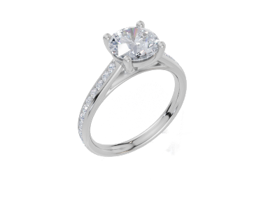18ct White Gold Round Cut 1.82 Carat tw of Lab-Grown Diamond Ring