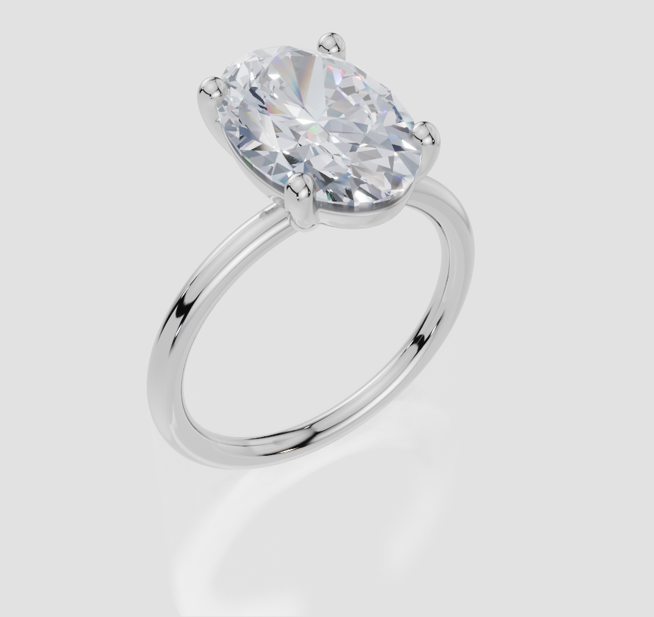 18ct White Gold Oval Cut 4.00 Carat of Lab-Grown Diamond Ring