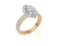 18ct Yellow Gold Marquise Cut 1.59 Carat tw of Lab-Grown Diamond Ring and 18ct Yellow Gold 0.38 Carat tw of Lab-Grown  Diamond Band