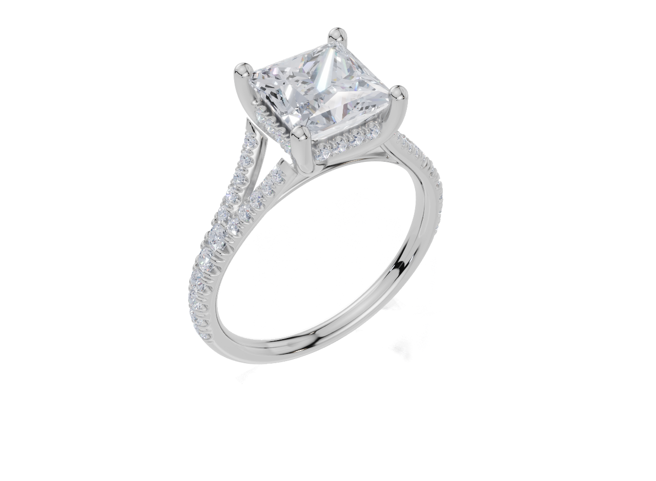 18ct White Gold Princess Cut 2.41 Carat tw of Lab-Grown Diamond Ring