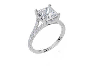 18ct White Gold Princess Cut 2.41 Carat tw of Lab-Grown Diamond Ring