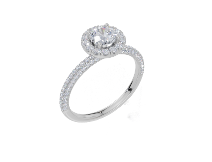 18ct White Gold Round Cut 0.99 Carat tw of  Diamond Ring