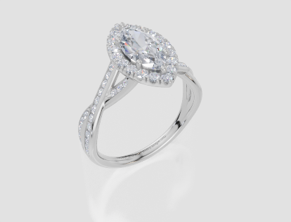 18ct White Gold Marquise Cut 1.51 Carat tw of Lab-Grown Diamond Ring