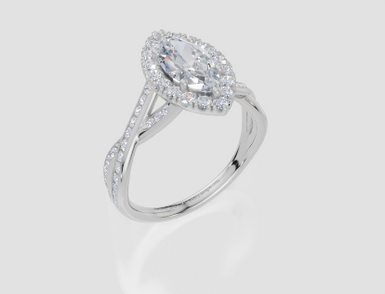 18ct White Gold Marquise Cut 1.51 Carat tw of Lab-Grown Diamond Ring