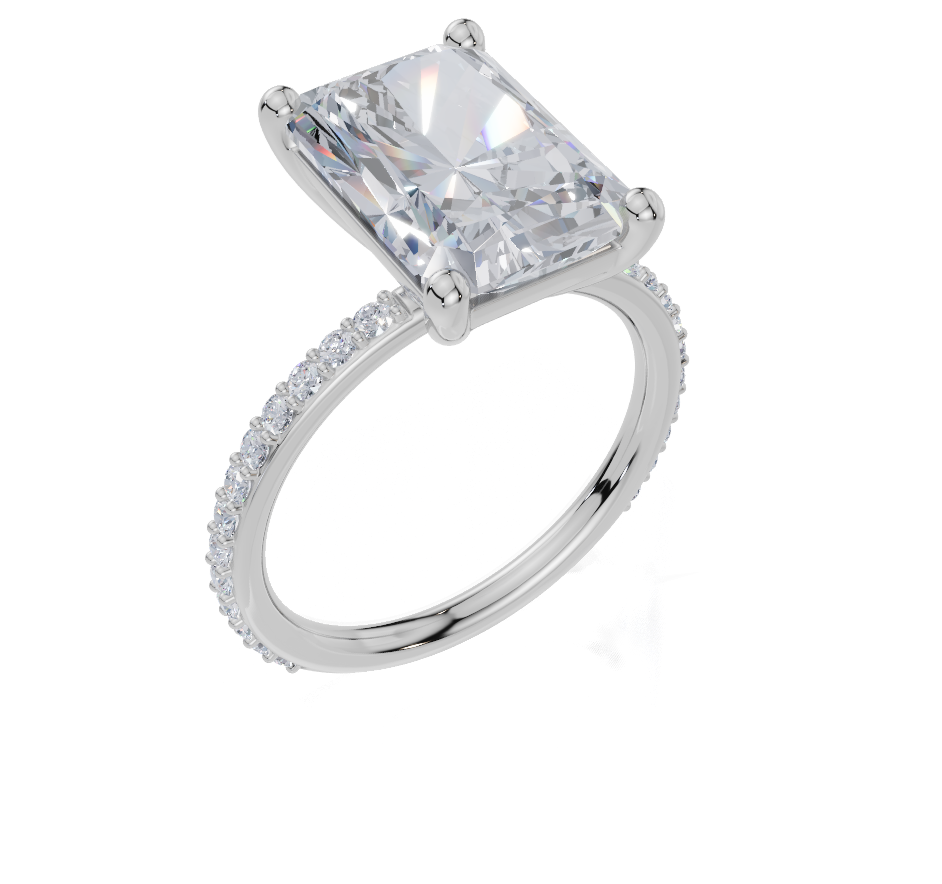 18ct White Gold Radiant Cut 4.33 Carat tw of Lab-Grown Diamond Ring