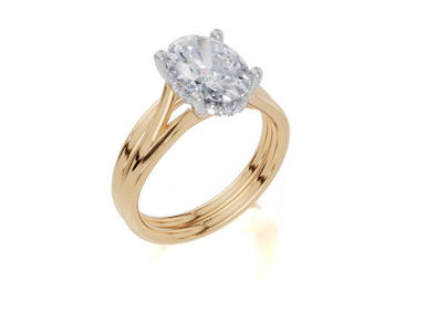 18ct Yellow Gold Oval Cut 2.09 Carat tw of Lab-Grown Diamond Ring and 18ct Yellow Gold Lab-Grown Band