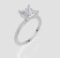 18ct White Gold Princess Cut 1.82 Carat tw of Lab-Grown Diamond Ring
