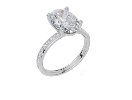 18ct White Gold Oval Cut 3.33 Carat tw of Lab-Grown Diamond Ring