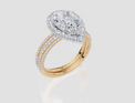 18ct Yellow Gold Pear Cut 2.62 Carat tw of Lab-Grown Diamond Ring and 18ct Yellow Gold 0.35 Carat tw of Lab-Grown  Diamond Band
