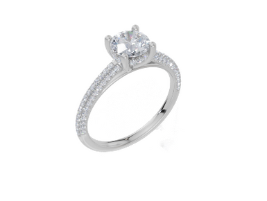 18ct White Gold Round Cut 1.11 Carat tw of Lab-Grown Diamond Ring