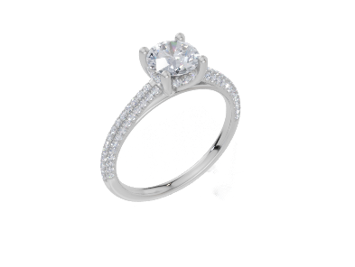 18ct White Gold Round Cut 1.11 Carat tw of Lab-Grown Diamond Ring