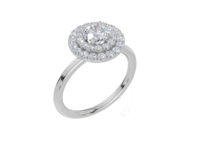 18ct White Gold Round Cut 0.77 Carat tw of  Diamond Ring