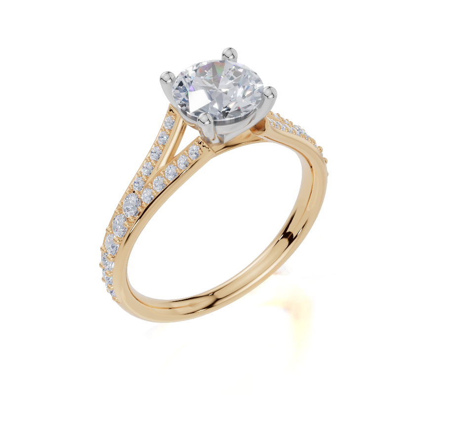 18ct Yellow Gold Round Cut 1.33 Carat tw of Lab-Grown Diamond Ring