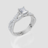 18ct White Gold Emerald Cut 0.84 Carat tw of Lab-Grown Diamond Ring and 18ct White Gold 0.28 Carat tw of Lab-Grown  Diamond Band