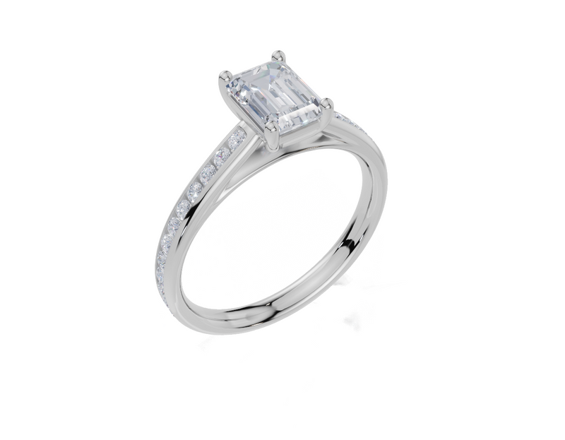 18ct White Gold Emerald Cut 1.32 Carat tw of  Diamond Ring