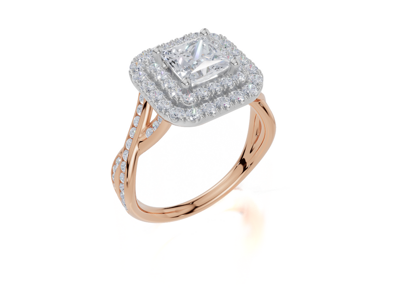 18ct Rose Gold Princess Cut 1.75 Carat tw of Lab-Grown Diamond Ring