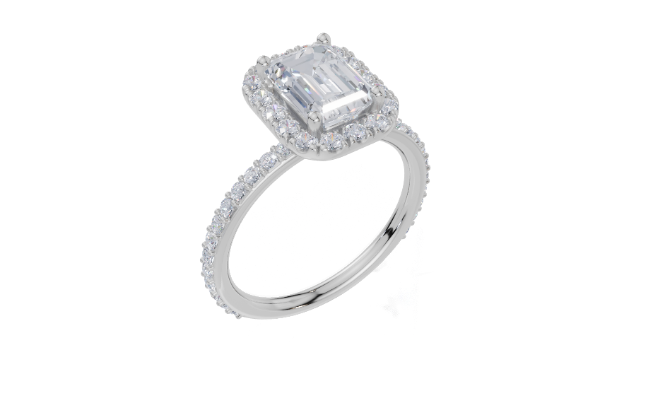18ct White Gold Emerald Cut 2.13 Carat tw of Lab-Grown Diamond Ring