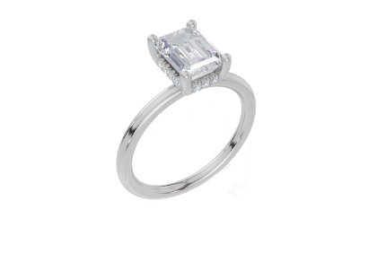 18ct White Gold Emerald Cut 1.57 Carat tw of Lab-Grown Diamond Ring