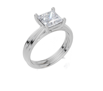 18ct White Gold Princess Cut 1.50 Carat of Lab-Grown Diamond Ring and 18ct White Gold Lab-Grown Band
