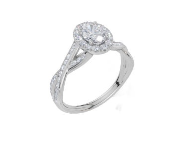 18ct White Gold Oval Cut 0.92 Carat tw of  Diamond Ring