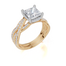 18ct Yellow Gold Princess Cut 1.82 Carat tw of Lab-Grown Diamond Ring and 18ct Yellow Gold 0.20 Carat tw of Lab-Grown  Diamond Band