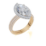 18ct Yellow Gold Marquise Cut 2.65 Carat tw of Lab-Grown Diamond Ring and 18ct Yellow Gold 0.80 Carat tw of Lab-Grown  Diamond Band