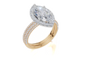18ct Yellow Gold Marquise Cut 2.65 Carat tw of Lab-Grown Diamond Ring and 18ct Yellow Gold 0.80 Carat tw of Lab-Grown  Diamond Band