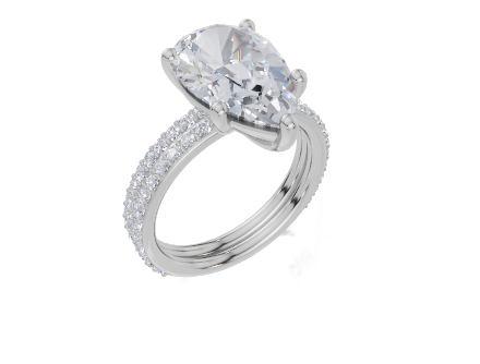 18ct White Gold Pear Cut 4.33 Carat tw of  Diamond Ring and 18ct White Gold 0.38 Carat tw of   Diamond Band