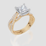 18ct Yellow Gold Princess Cut 1.82 Carat tw of  Diamond Ring and 18ct Yellow Gold 0.20 Carat tw of   Diamond Band
