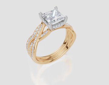 18ct Yellow Gold Princess Cut 1.82 Carat tw of  Diamond Ring and 18ct Yellow Gold 0.20 Carat tw of   Diamond Band