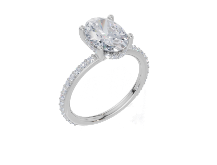 18ct White Gold Oval Cut 2.42 Carat tw of Lab-Grown Diamond Ring