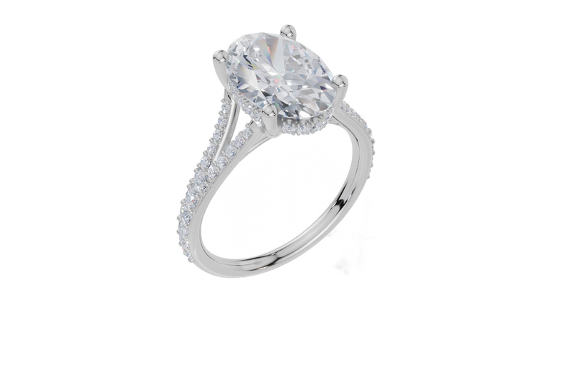 18ct White Gold Oval Cut 3.43 Carat tw of Lab-Grown Diamond Ring