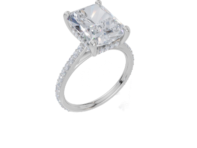 18ct White Gold Radiant Cut 4.42 Carat tw of  Diamond Ring