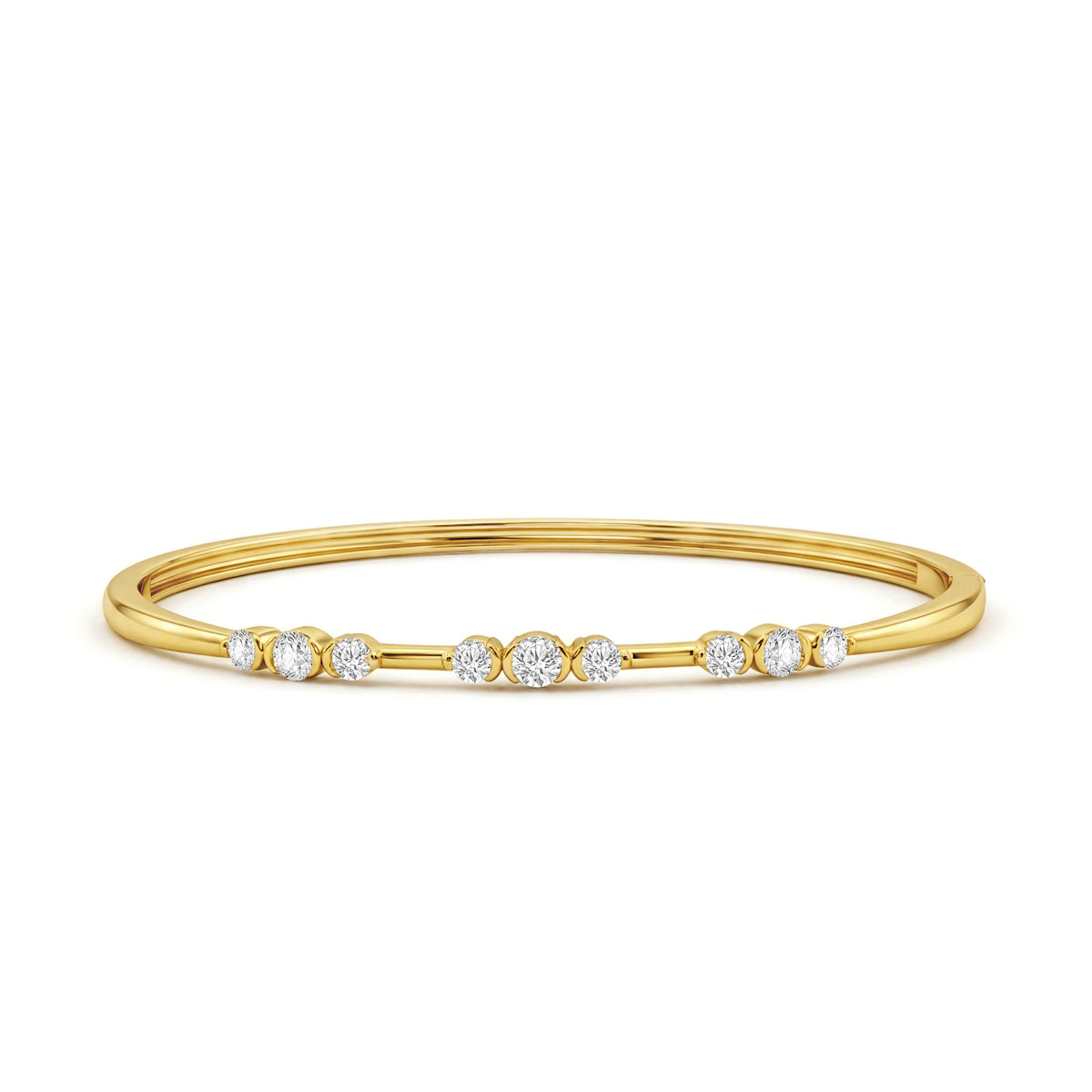 9ct Yellow Gold Round Cut 1.00ctw Diamond Bangle