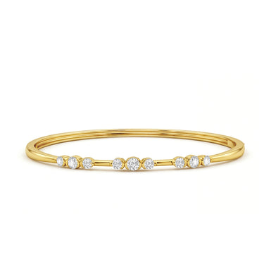9ct Yellow Gold Round Cut 1.00ctw Diamond Bangle