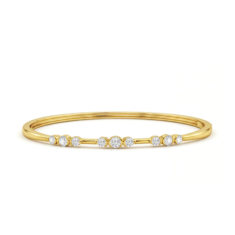 9ct Yellow Gold Round Cut 1.00ctw Diamond Bangle