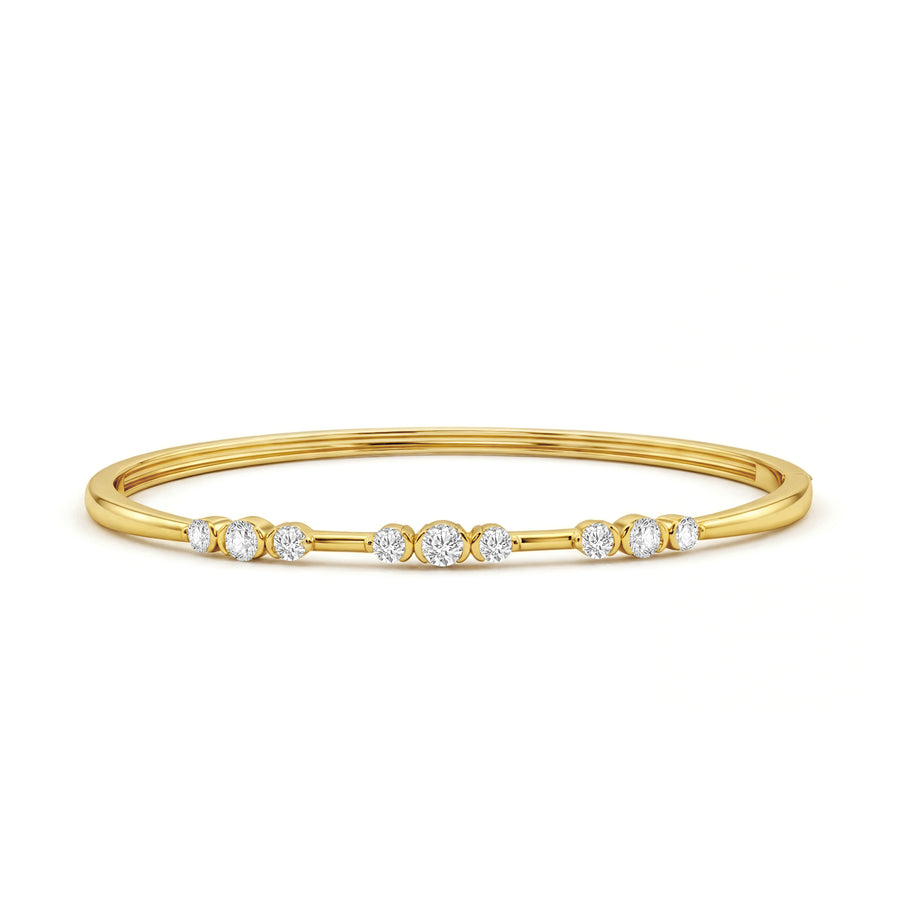 9ct Yellow Gold Round Cut 1.00ctw Diamond Bangle