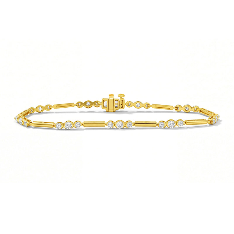 9ct Yellow Gold Round Cut 2.00ctw Diamond Bracelet