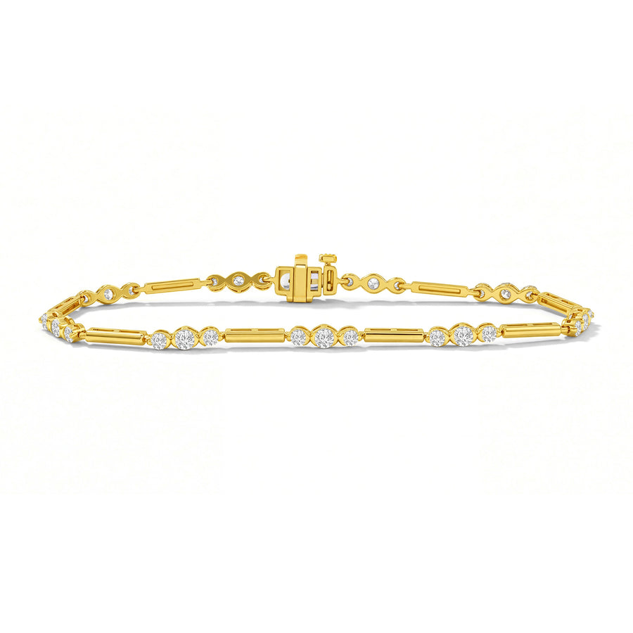 9ct Yellow Gold Round Cut 2.00ctw Diamond Bracelet
