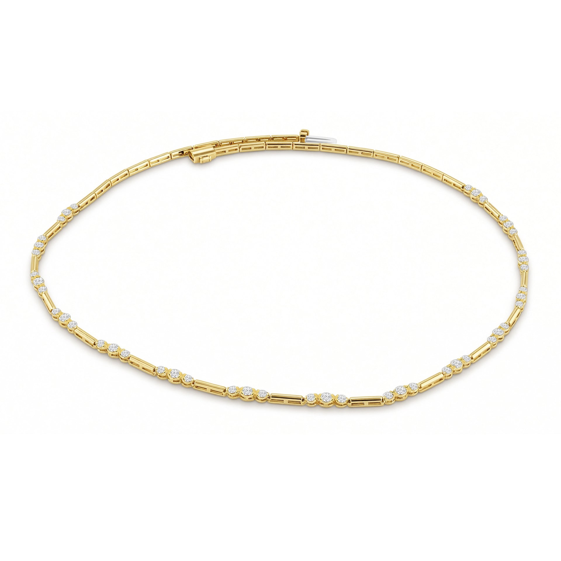 9ct Yellow Gold Round Cut 3.00ctw Diamond Necklace
