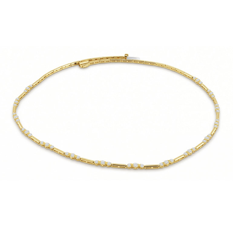 9ct Yellow Gold Round Cut 3.00ctw Diamond Necklace