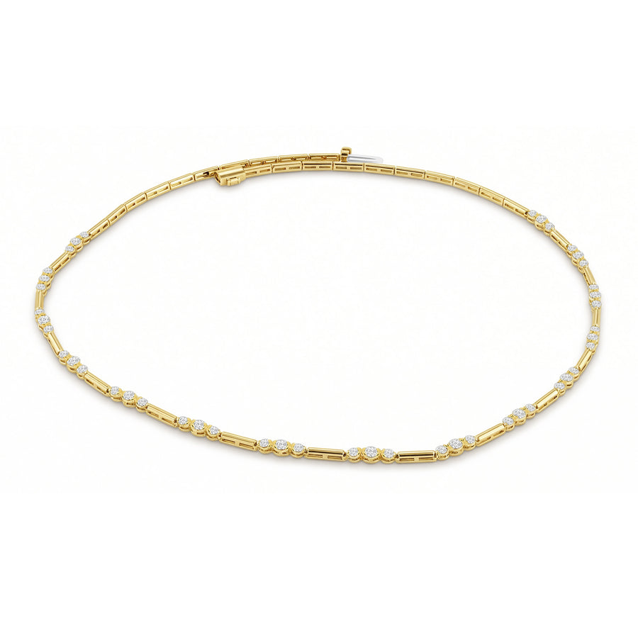 9ct Yellow Gold Round Cut 3.00ctw Diamond Necklace