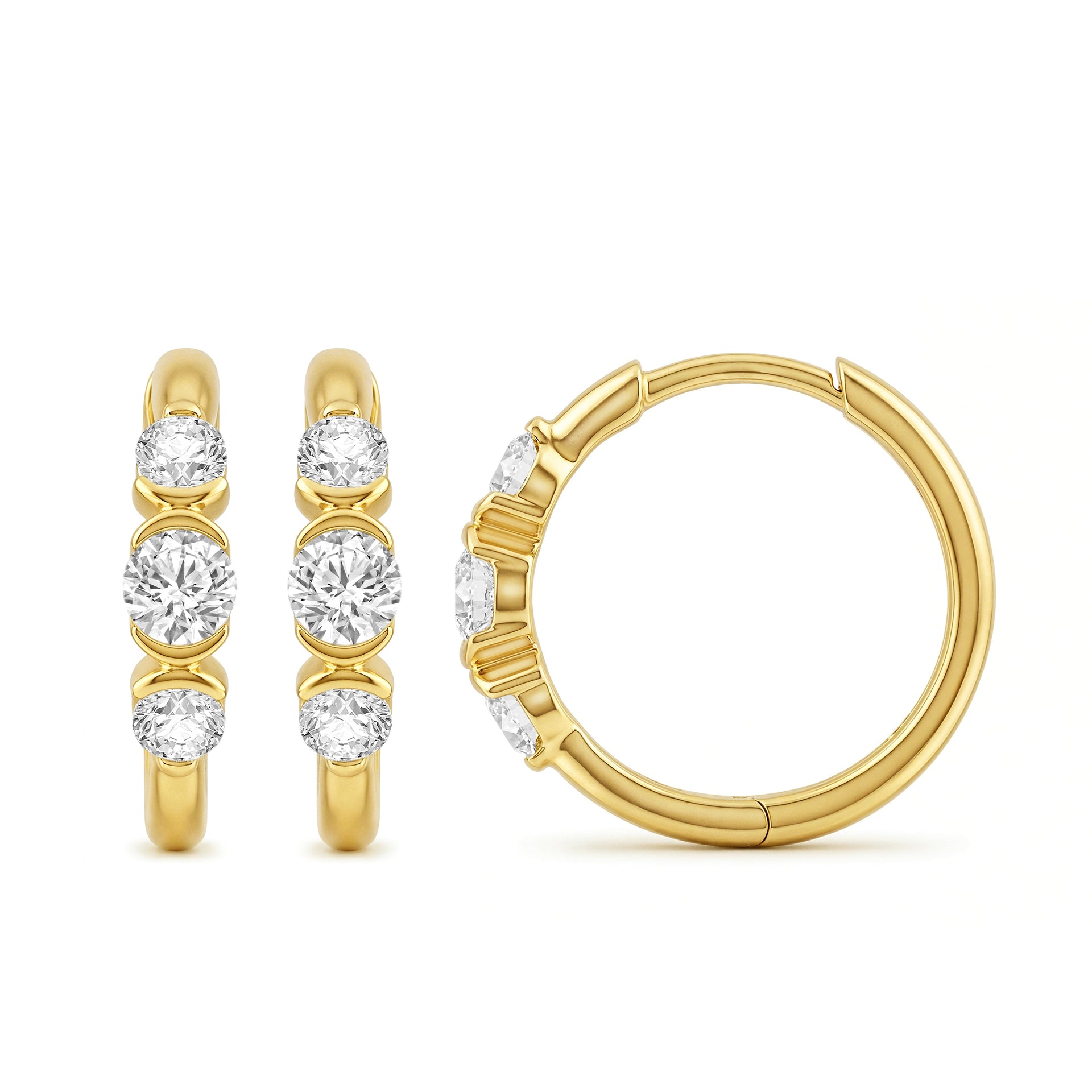 9ct Yellow Gold Round Cut 0.50ctw Diamond Earrings