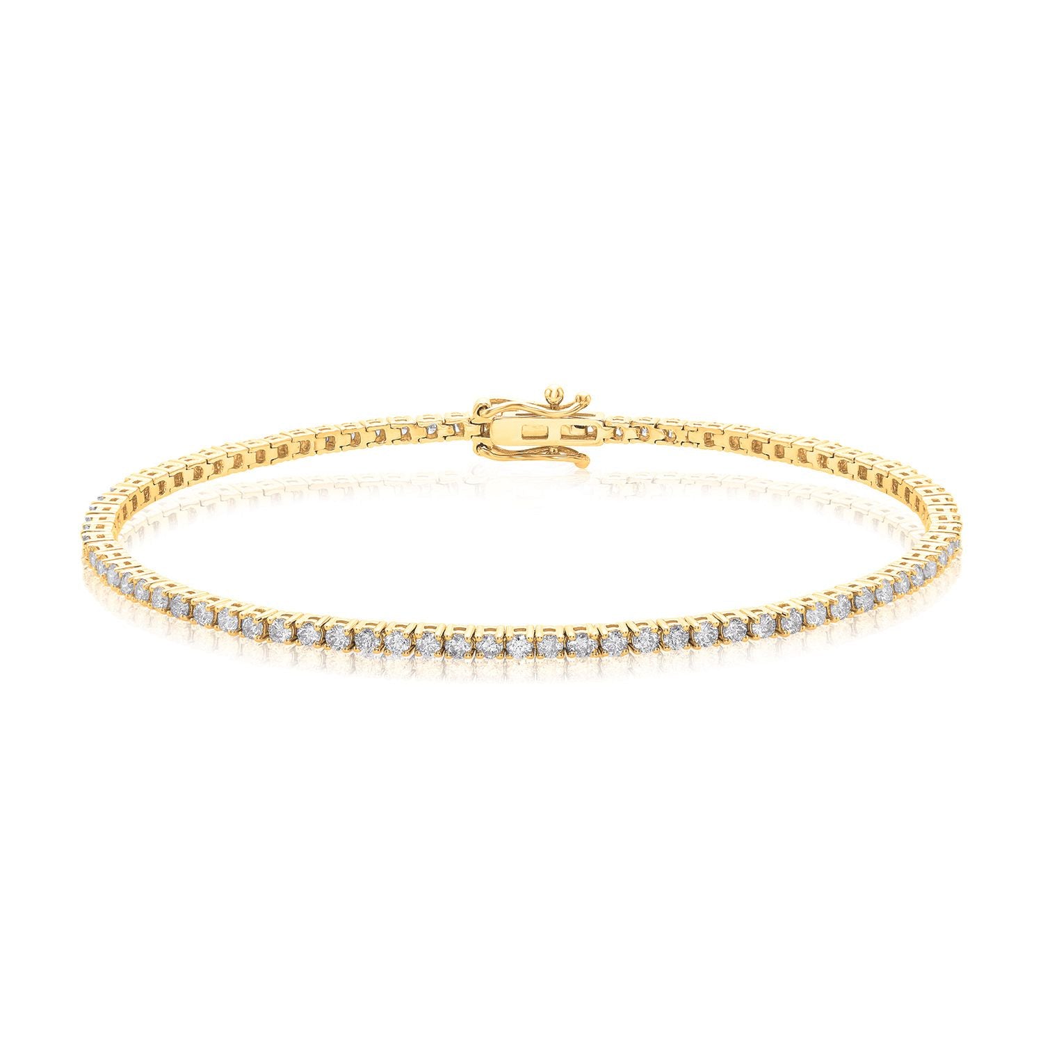 9ct Yellow Gold Round Brilliant Cut 2.00 Carat tw Diamonds Bracelet