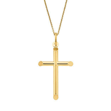 9ct Yellow Gold 32mm Tube Cross Pendant