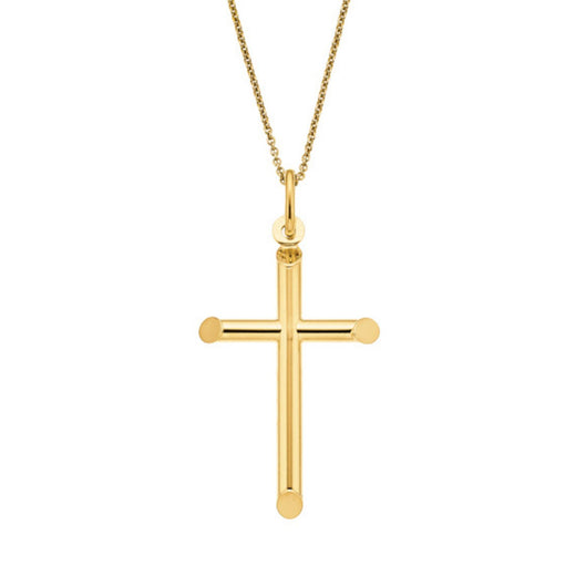 9ct Yellow Gold 32mm Tube Cross Pendant